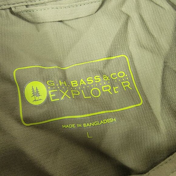 GH Bass Co Explorer Mens Large Olive Green Shirt Short Sleeve Button Down Hiking - Picture 4 of 11